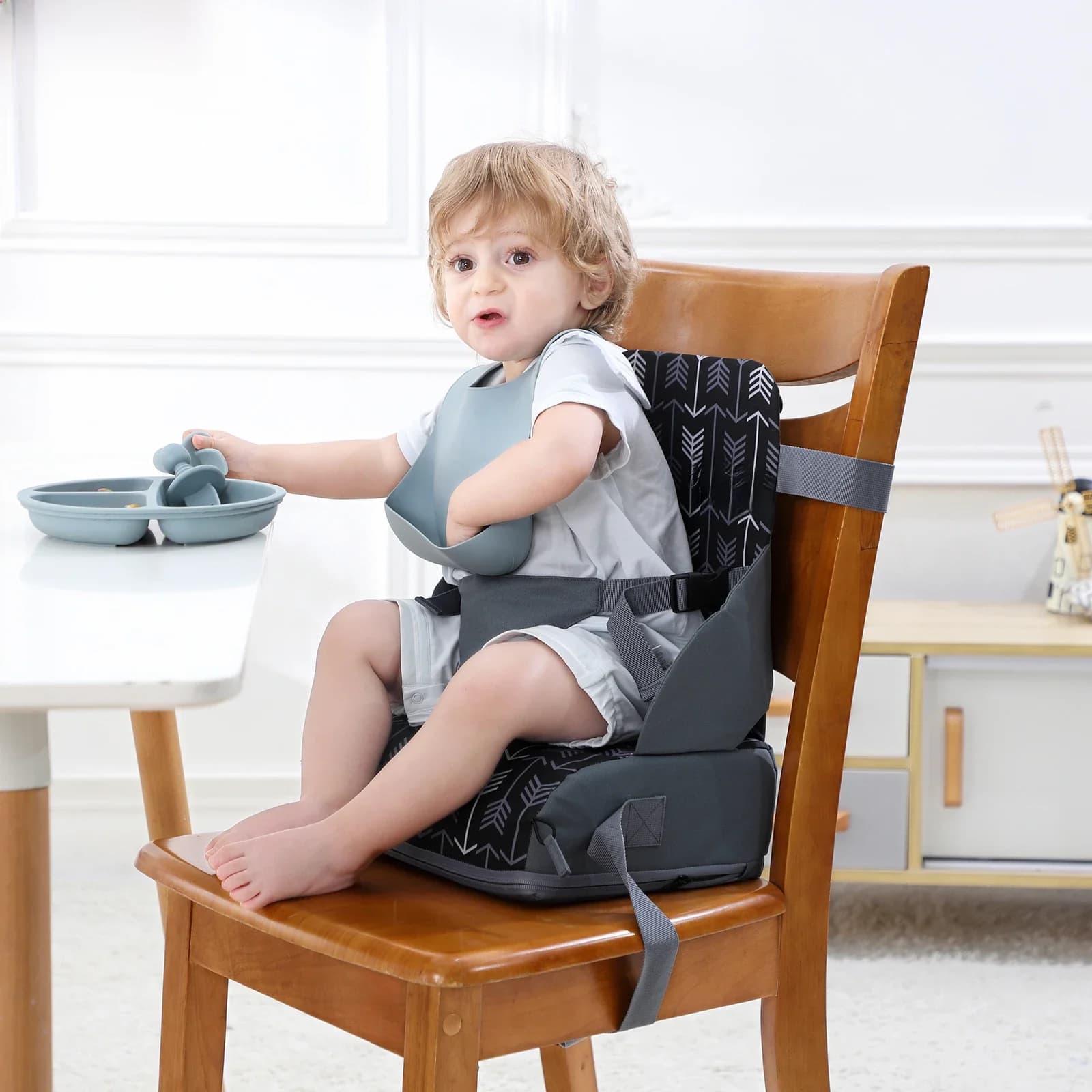 INSULAR Portable pliable anti-dérapant siège pour enfants coussin haut chaise de salle à manger pour bébé coussin haut fournitures de voyage pour