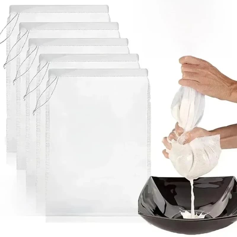 Sacs à lait réutilisables pour noix, crépines en Nylon non blanchi, sac en tissu à fromage, nourriture, fromage, yaourt, filtre de cuisine à