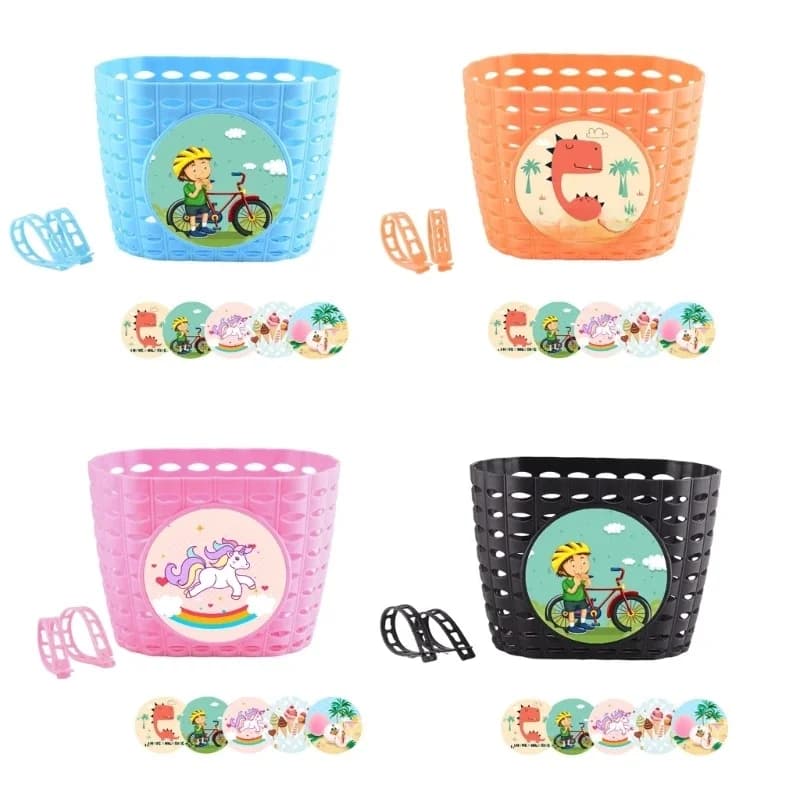 Panier vélos en plastique pour garçon fille, panier en osier avec sangle fixation