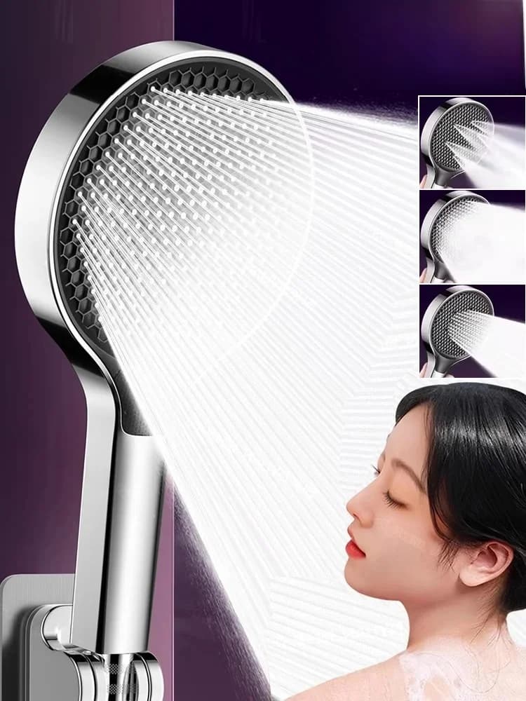 Douche pressurisée pour Spa de Massage à grand panneau amélioré de 15CM, 3 Modes, douche à pluie haute pression, arrêt à une touche, pomme de
