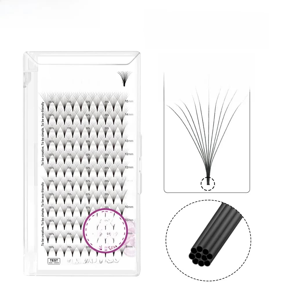 NAGARAKU – Extension de cils préfabriquée à tige étroite et pointue, 0.07mm, 4D-10D, 120 ventilateurs, Base fine et pointue, ventilateurs
