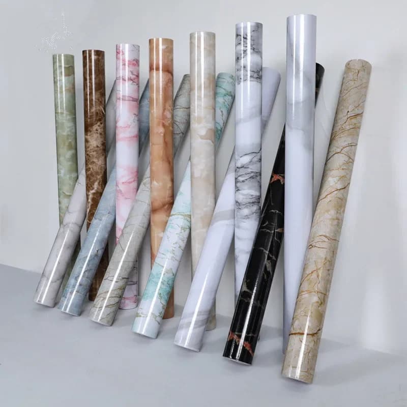 Papier peint en marbre auto-adhésif imperméable, papier de contact, autocollants muraux résistants à l'huile, dessus de seau d'ambre de cuisine en