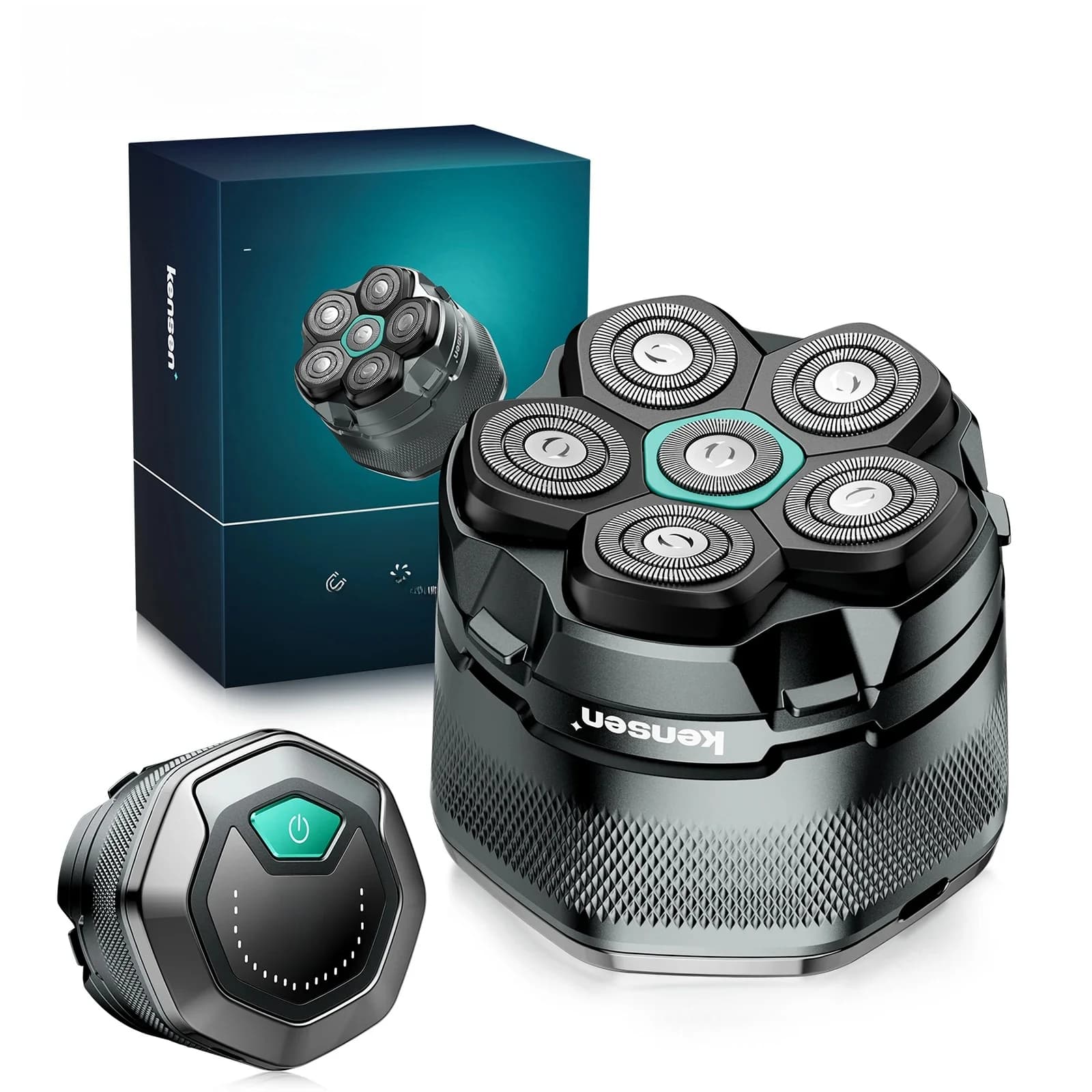 Rasoir électrique KENSEN S15 pour hommes chauves, rasoir magnétique 6D, tondeuse à cheveux, rechargeable par USB, écran LED, rasage humide/sec,