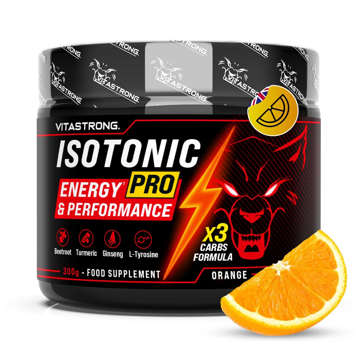 Vitastrong Isotonic PRO Energy & Performance, 300g Goût Orange, Préparation Poudre pour Boisson Isotonique, avec Électrolytes et Carbohydrates