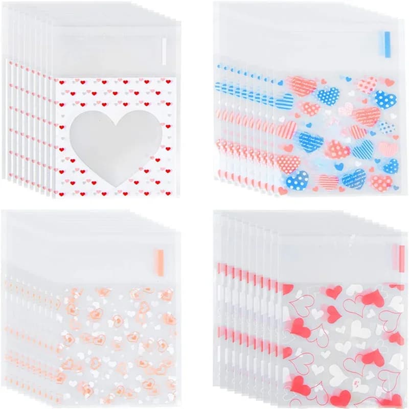 Sac en plastique pour violoncelle, 100 pièces, 7x7/10x10cm, pochette auto-scellante pour bricolage, bonbons, biscuits, collation, paquet de cuisson,