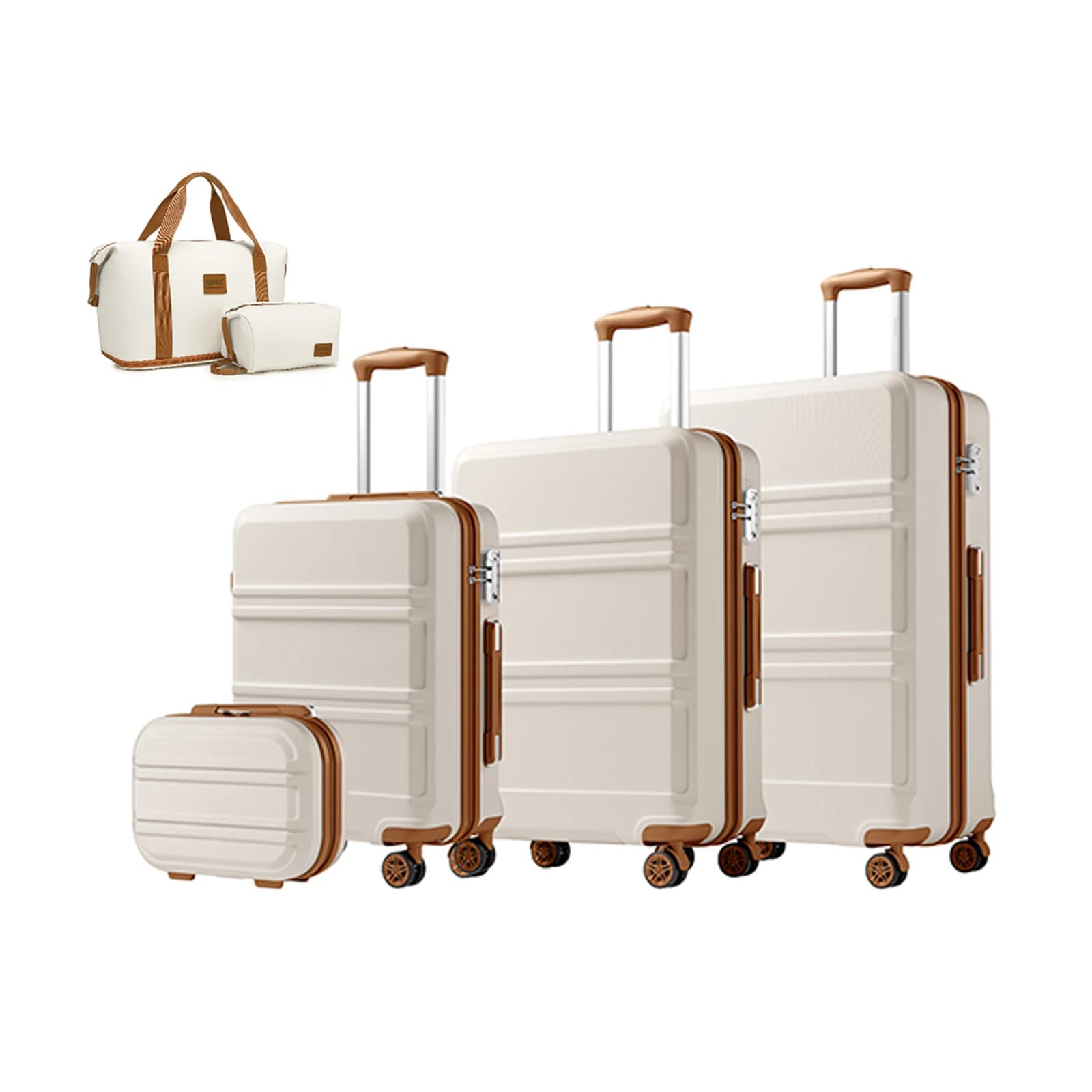 Valise rigide légère KONO en ABS+PC avec 4 roues jumelées et serrure TSA (Ensemble de 2/4/6 pièces)