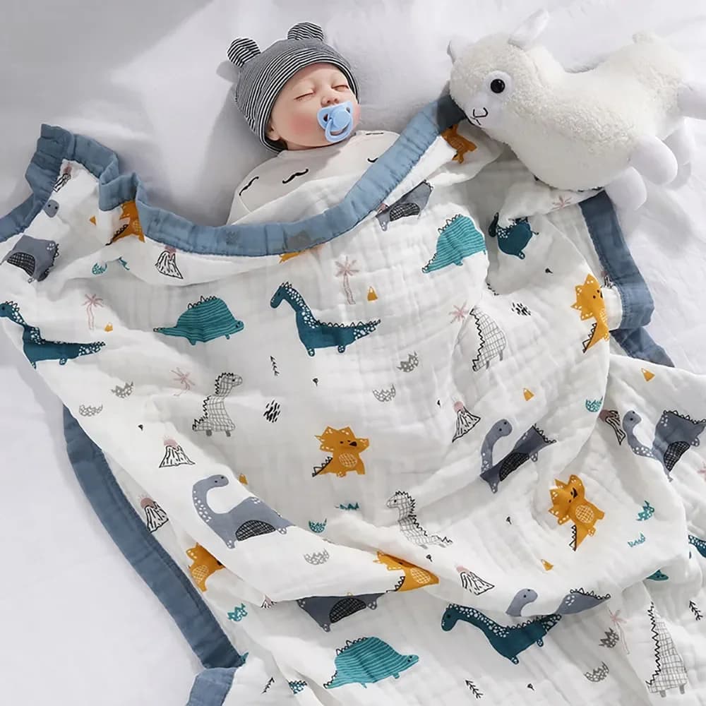 Couvertures pour bébé 6 couches 100% gaze de coton, enveloppe respirante pour bébé, douce et absorbante, couverture d'emmaillotage pour