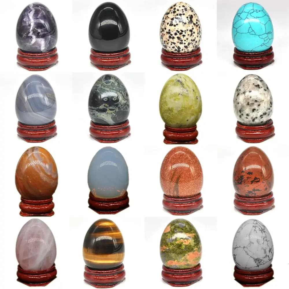 Pierre en forme d'œuf de pâques 30x40mm, cristal de guérison naturel, accessoire de Massage Kegel, pierres précieuses Mineral Reiki, figurines
