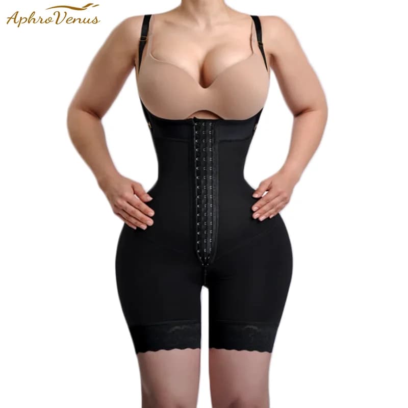 Fajas Colombianas femmes corps sablier ceinture côtelé mi-jambe ventre contrôle taille formateur Compression crochet-yeux Shapewear