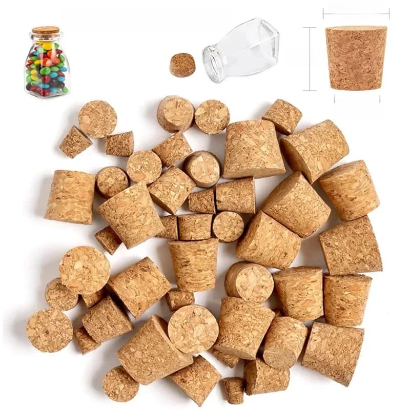 Bouchons en liège, bouchons de bouteille, bouchons coniques en bois, adaptés aux artisanats et aux bouteilles de vin, 5 à 10 pièces
