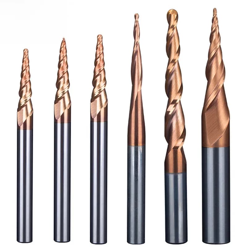 HUHAO spirale boule nez conique fraise gravure peu HRC55 CNC fraise 4mm 6mm 8mm 3D sculpture Bits bois métal outils