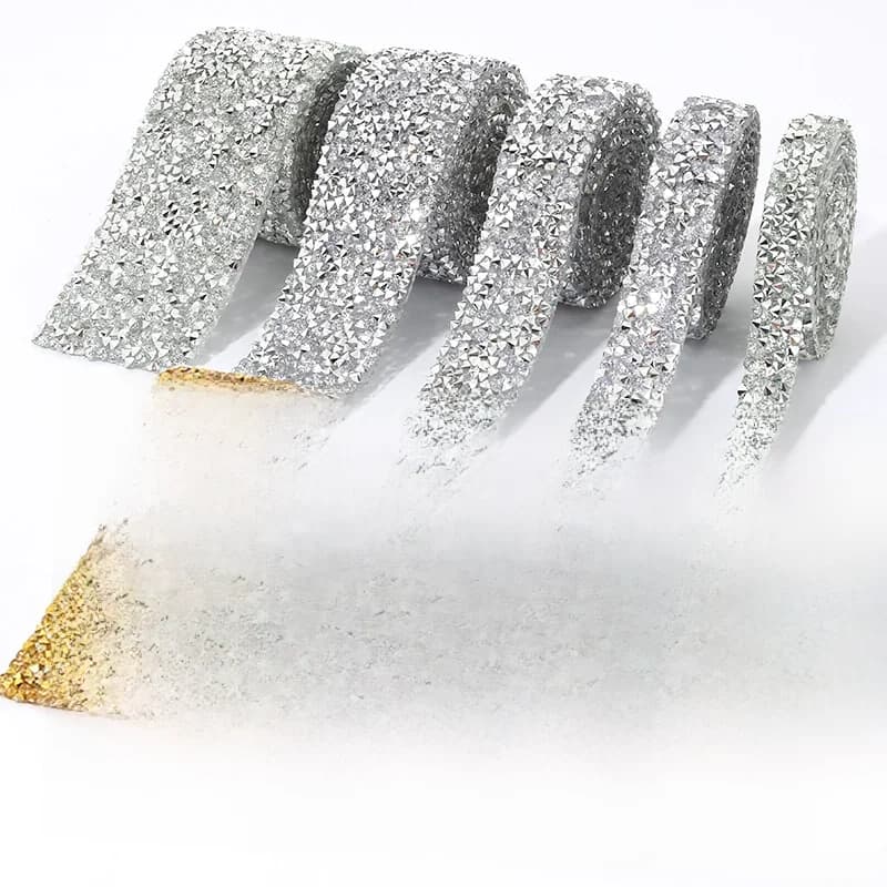 DUCTYSTAL – chaîne en strass 10/15/20/30/40mm, autocollant de garniture en strass scintillant à fixer à chaud pour bricolage artisanat