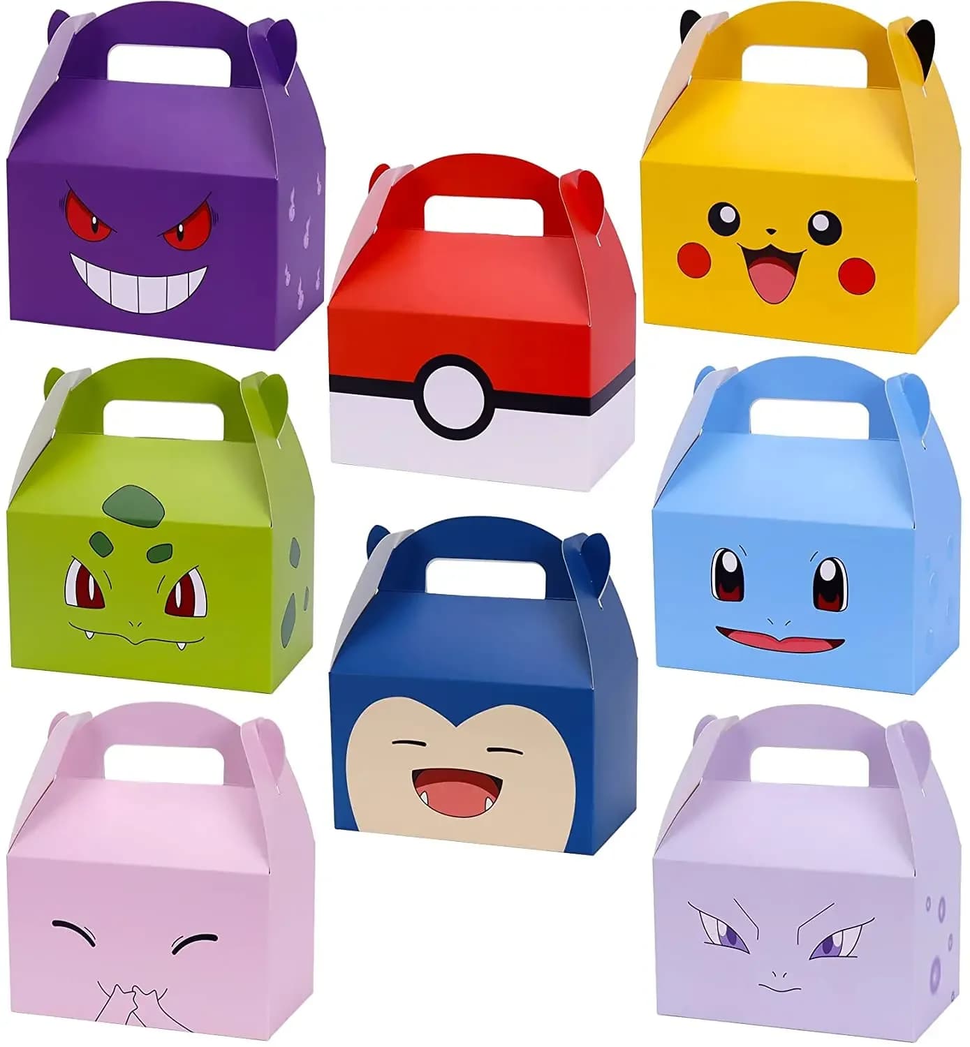 Décorations de fête Pokemon, décorations de fête d'anniversaire, sacs cadeaux en papier Pikachu, boîte à bonbons à poignée, fournitures de