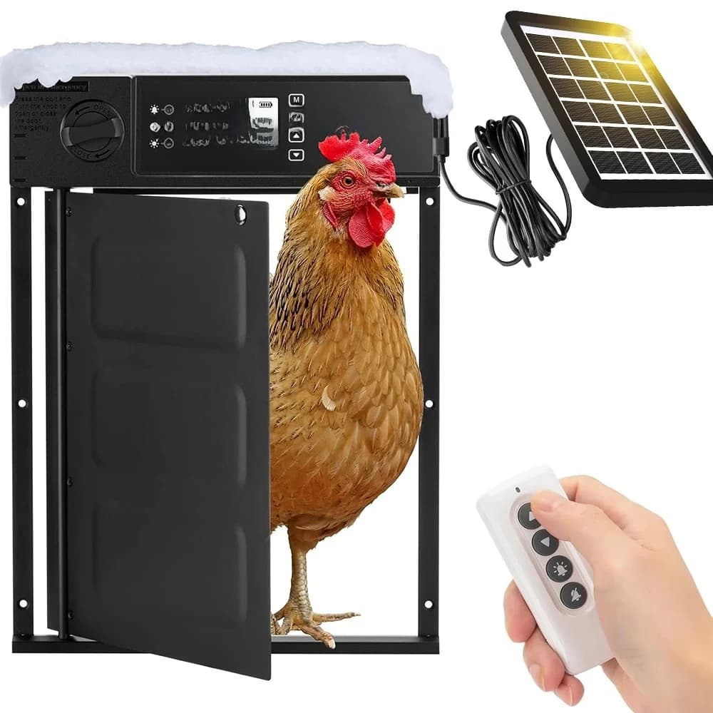Porte automatique de poulailler à énergie solaire, porte de poulet pivotante avec minuterie et capteur de lumière, porte de poulet automatique