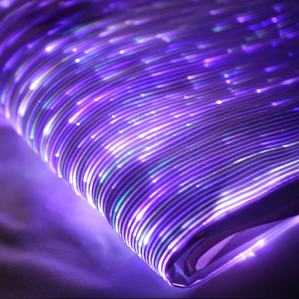 Lumisonata – tissu à fibres optiques Led avec 7 couleurs changeantes, Textile lumineux qui brille dans la nuit, tissu de styliste à paillettes,