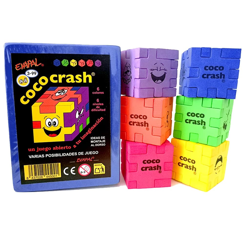 Cococrash - Ensemble de 6 puzzle 3D Eva Rubber Cube, 6 niveaux de difficulté, jeu de défi d'ingénovité et mental, Coco-Crash, l'original par