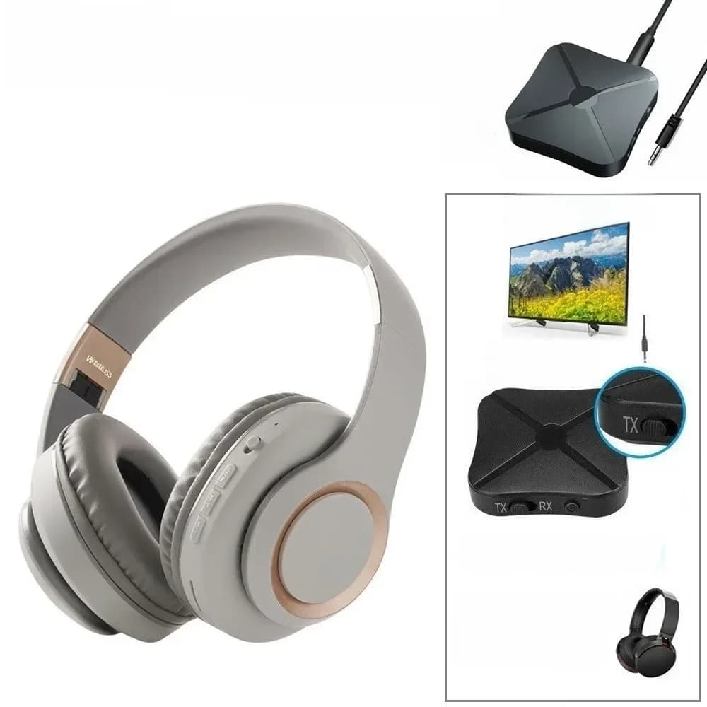 Shoumi 15 heures de lecture casque sans fil casque de télévision Bluetooth avec micro, adaptateur Bluetooth batterie intégrée, pour ordinateur TV