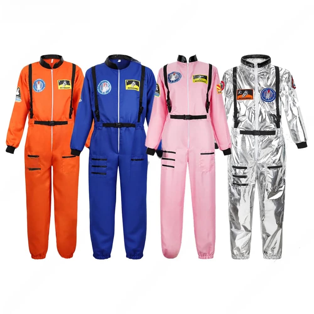 Costume d'astronaute pour femmes et hommes, Costume spatial d'astronaute, combinaison de vol de pilote pour adultes avec fermeture éclair, Costume de