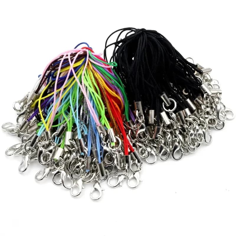 100 pièces de Lanière pour porte clé, crochet, cordon de sangle lariat avec une ceinture, ensemble de breloques, accessoires pour clé