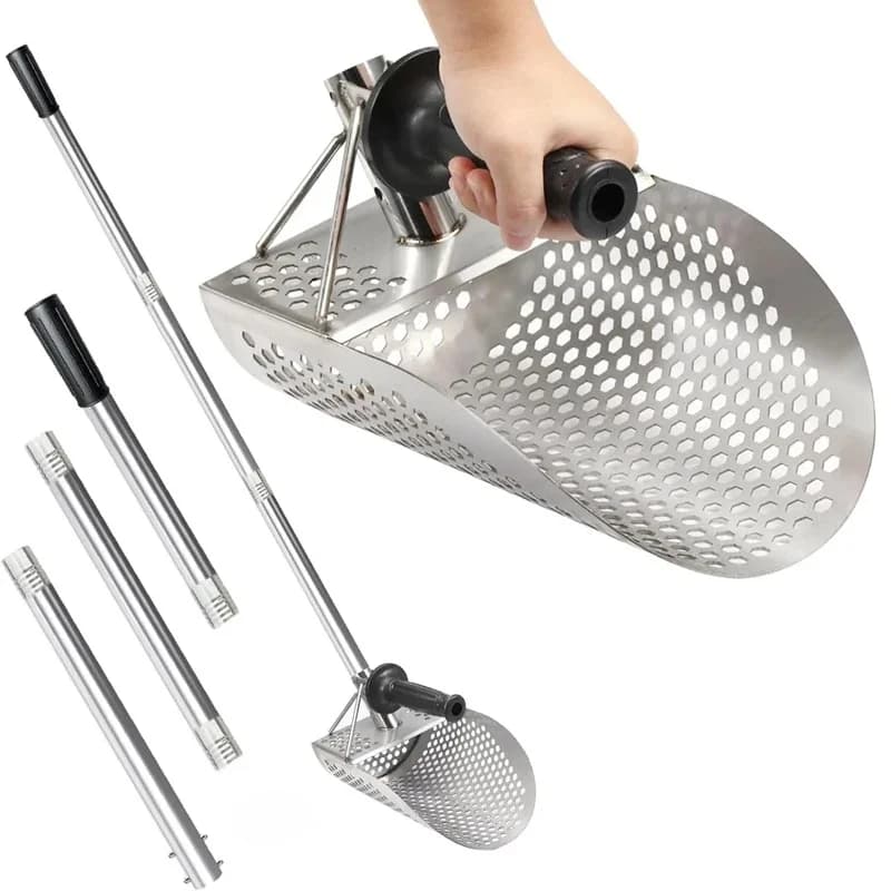 Pelle à sable de plage en acier inoxydable, détection de métaux avec poignée, outil de tamisage rapide, détecteur de métaux, outil de pelle de