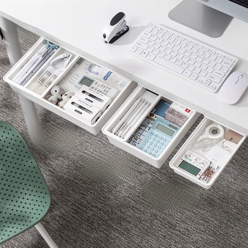 Boîte de rangement cachée, tiroir de rangement de bureau, support de rangement de Table en plastique auto-adhésif, organisateur de papeterie de