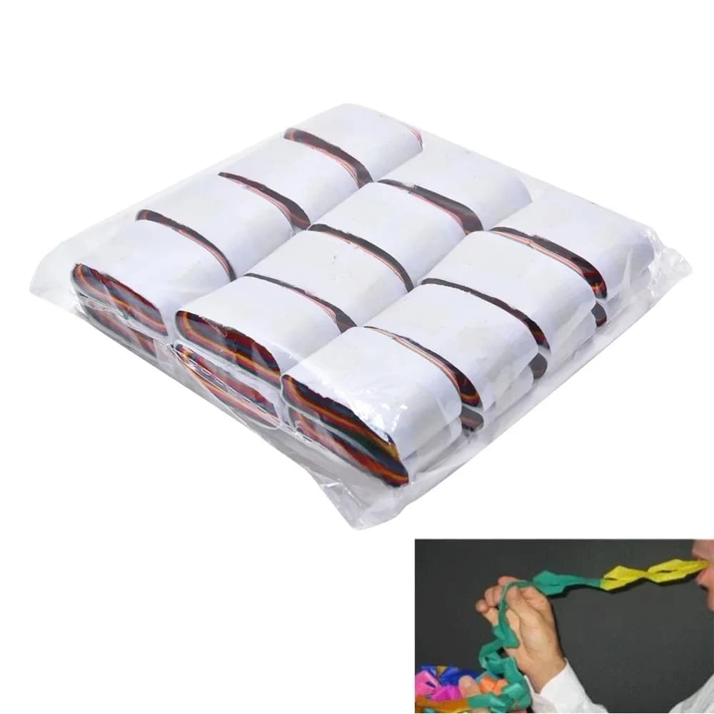 12 pièces/ensemble tours de magie bobines de bouche blanche multicolore banderoles en papier de bouche accessoire magique fournitures de magicien