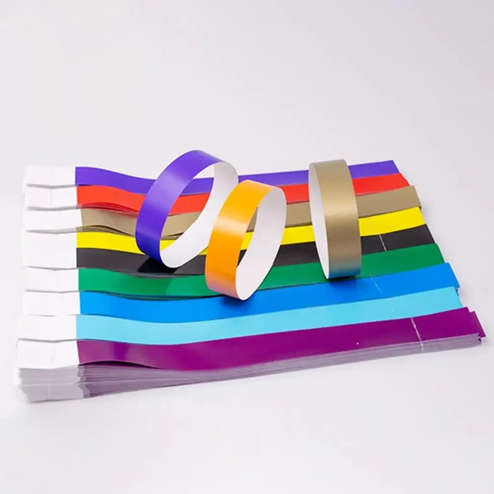 Bracelets en papier synthétique jetables, 100 pièces, étanches, Bracelets d'identification des événements, bande amovible