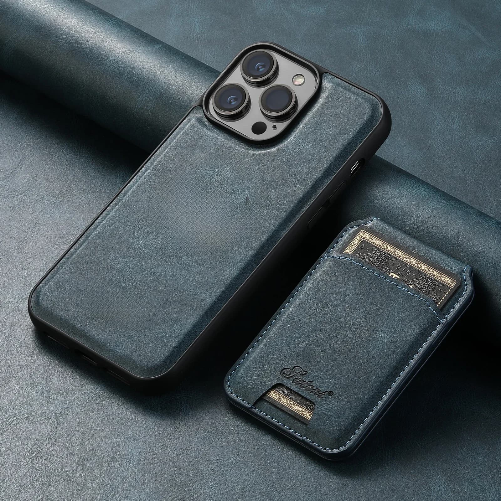 SUTENI – portefeuille en cuir avec fente pour carte magnétique, étuis de téléphone pour iPhone 17 16 15 14 13 12 Pro Max Plus