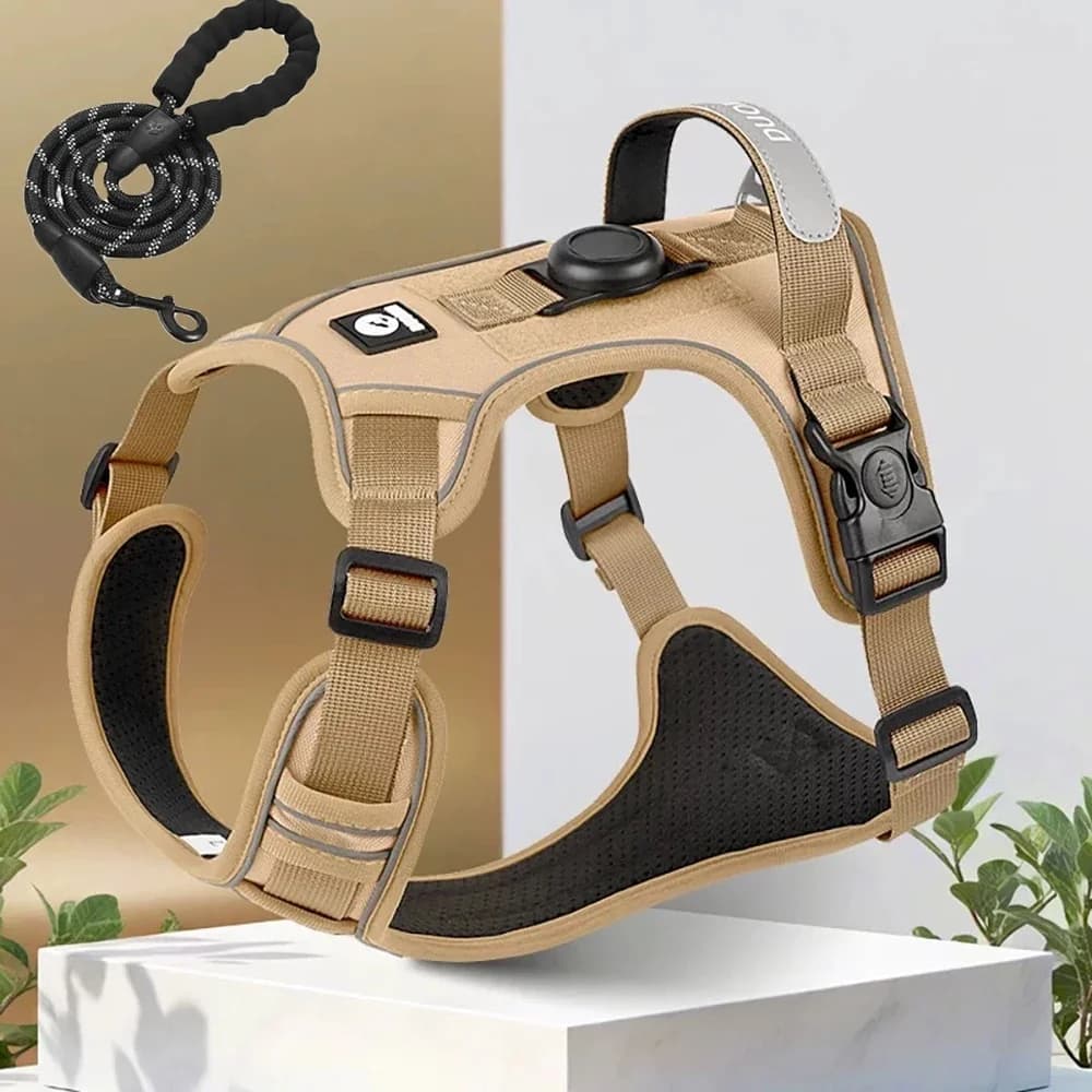 Harnais pour chien avec support Airtag et ensemble de laisse-matériau respirant Oxford de qualité supérieure ensemble harnais et laisse