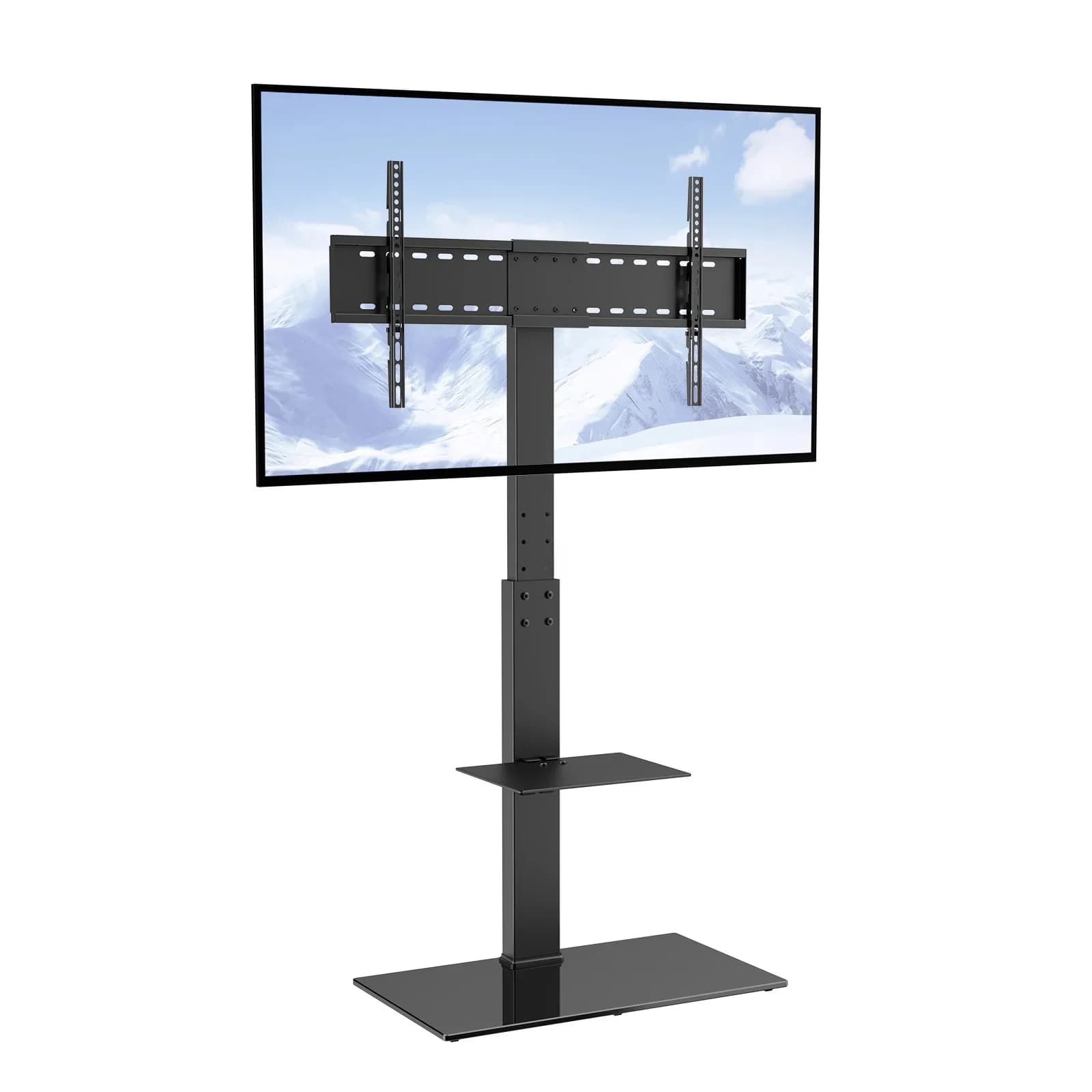 SucceBuy Meuble TV Support TV pivotant pour TV 32-55/ 65/ 85 pouces Support TV au sol portable réglable en hauteur Max VESA 600x800mm
