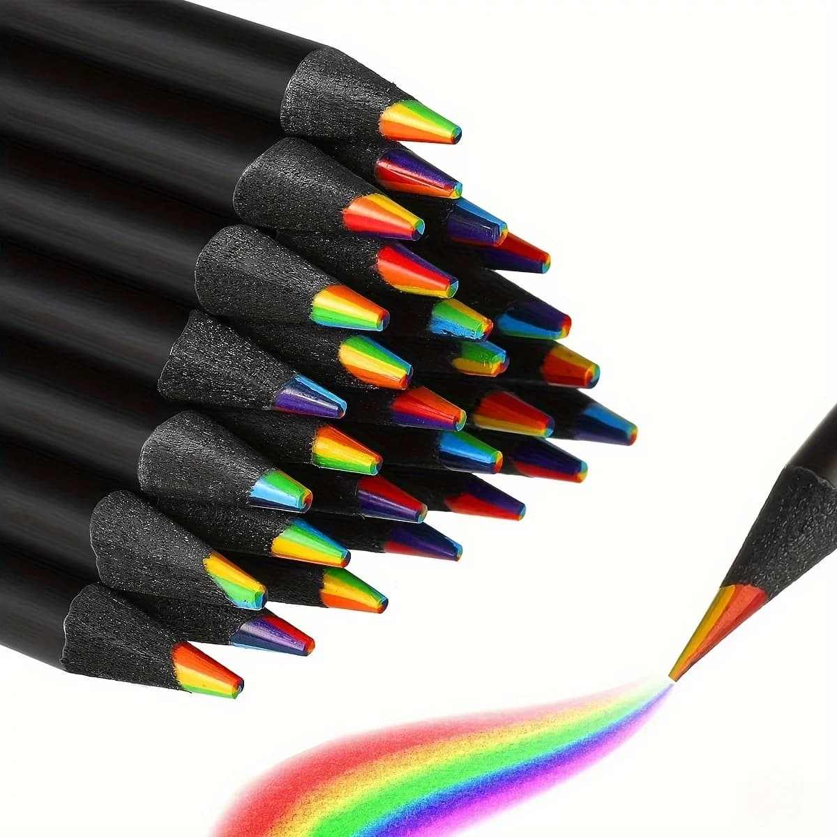 12/24/36/48 pièces 7 couleurs crayons arc-en-ciel 3.3mm crayons de couleur pour dessin artistique coloriage Halloween Thanksgiving cadeau