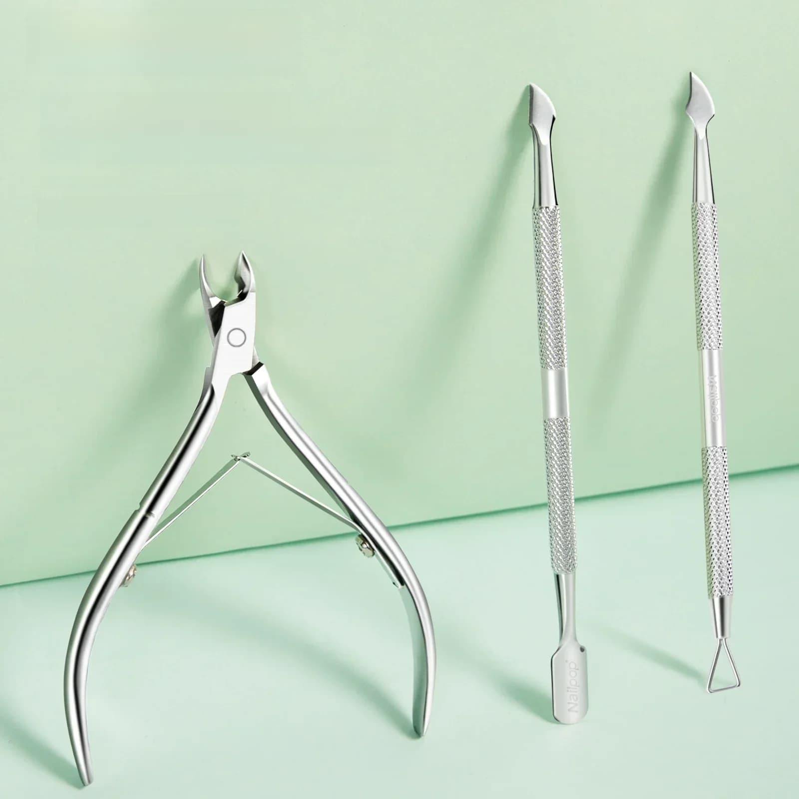 Nailpop ciseaux à cuticules en acier inoxydable manucure pédicure tondeuse et poussoir argent peau morte ciseaux pince tondeuse outil