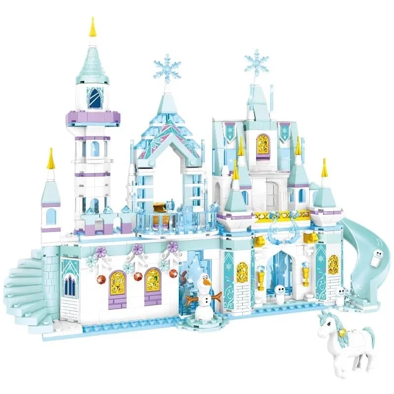 Ensemble de blocs de construction de château de glace de princesse congelée, modèle de brique, mini figurine, jouet de jardin pour enfants, cadeaux