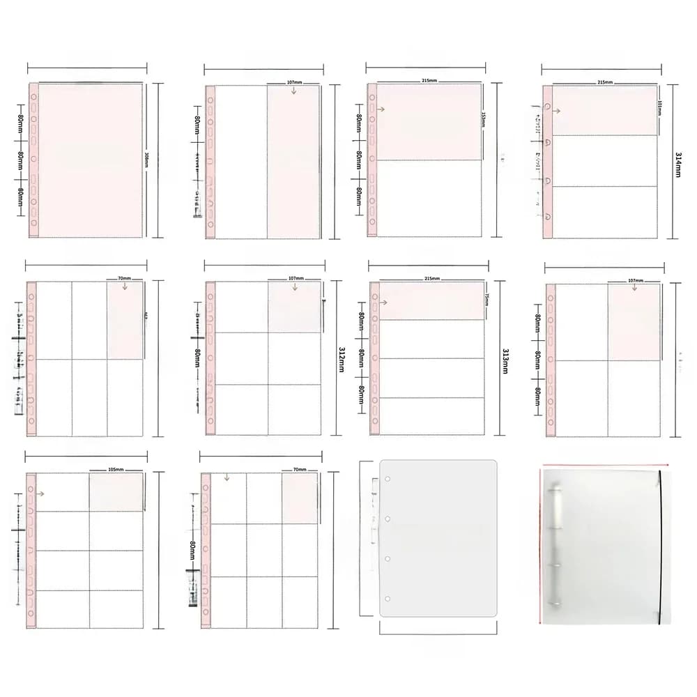 Recharge d'album Photo transparent, 10 feuilles, Pages 4x6 10x15 10x10, pochettes de reliure de cartes Photo A4 Double face 1 2 3 4 6 8 9, pochettes
