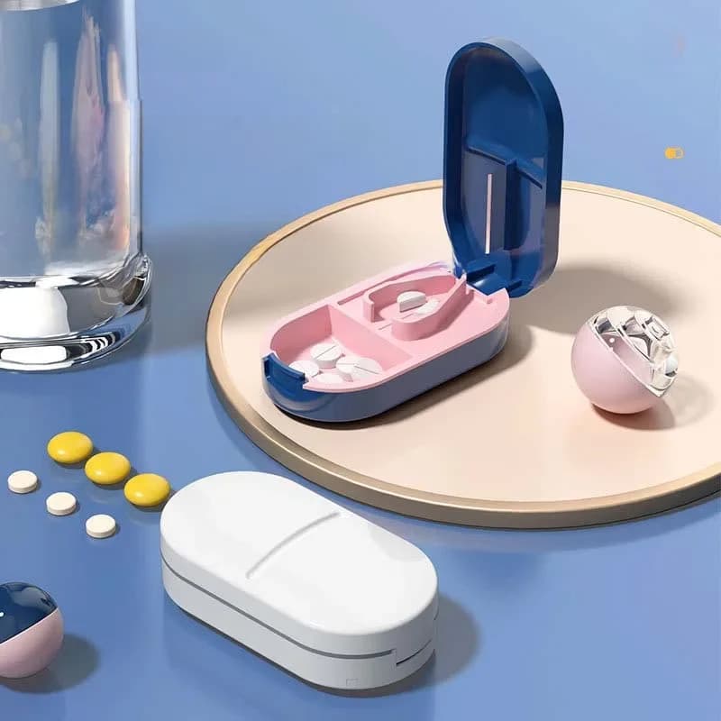 Coupe-pilule avec boîte de rangement Invisible, Portable 2 en 1, Mini comprimé de médicaments, séparateur anti-poussière, organisateur, broyeur,