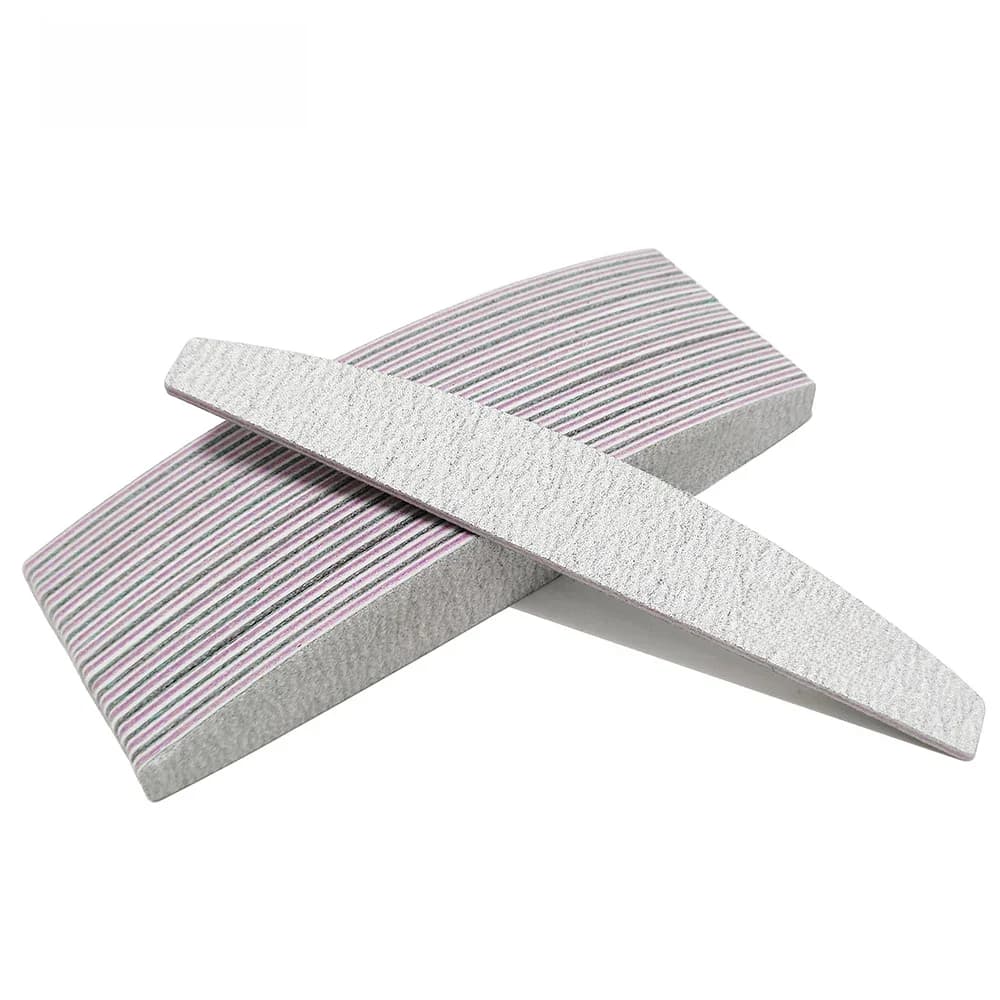 Tampon de lime à ongles 100/180 grain demi-lune limes à ongles Double face papier de verre ponçage des ongles meulage Gel vernis à ongles outil de