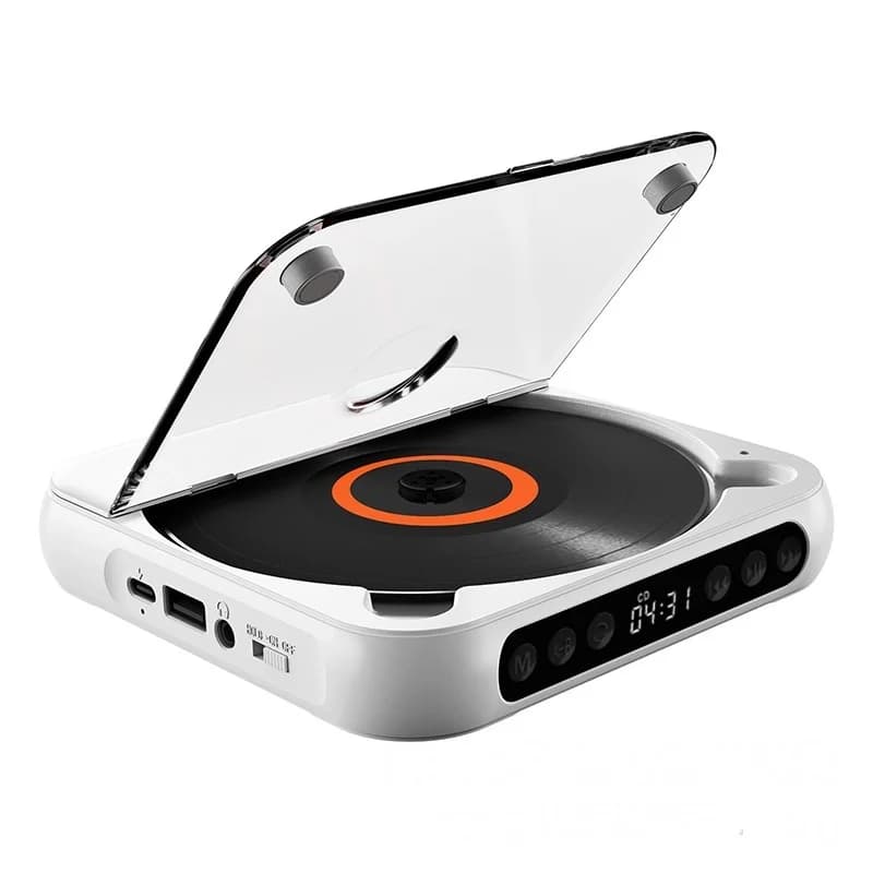 Lecteur CD, Bluetooth, AUX, USB, 2000 mAh, haut-parleur, qualité sonore Hi-Fi, portable, blanc