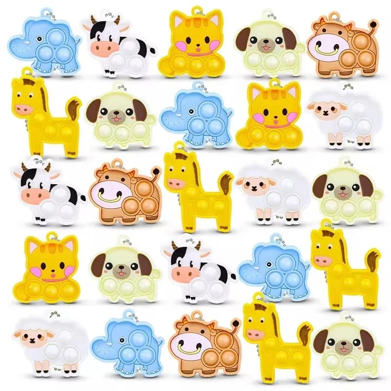 Porte-clés Pop Animal de dessin animé, jouets suspendus anti-Stress, cadeaux de fête d'anniversaire pour enfants, cadeau d'invité, sac à cadeaux,