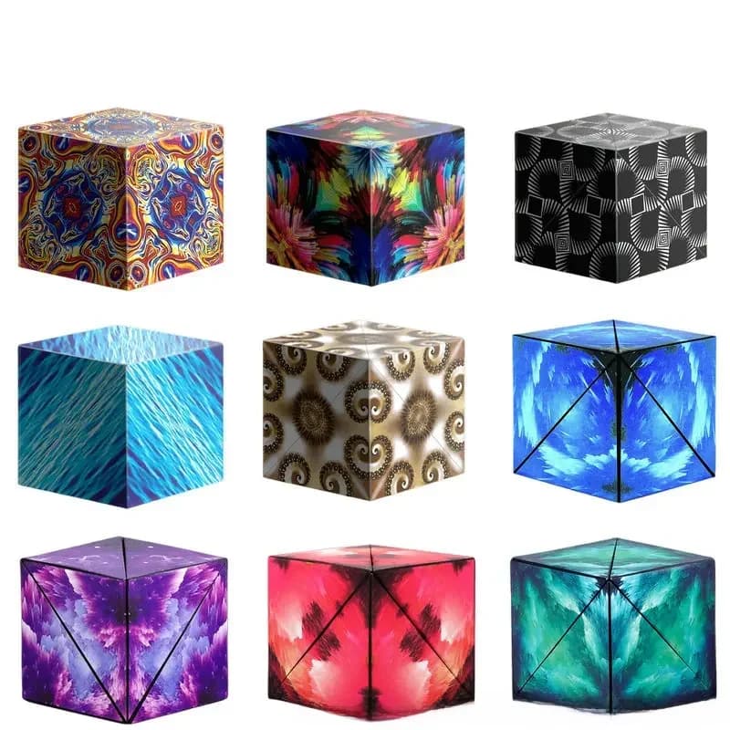 Cube Magique Magnétique Anti-souligné 3D, Variété Géométrique, Interchangeable, Puzzle à Rabat à la Main, Jouet pour Enfant