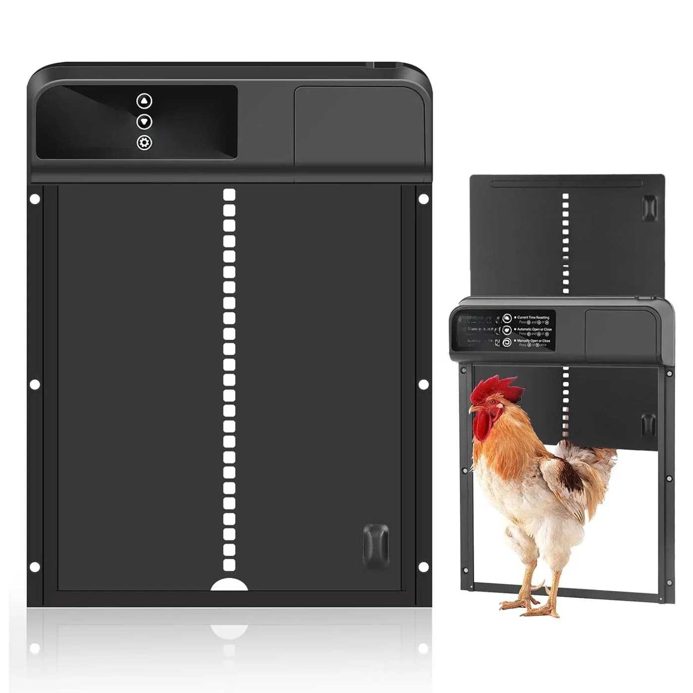 Porte automatique de poulailler, portes de poulailler en aluminium avec minuterie et mécanisme de protection, porte automatique étanche pour