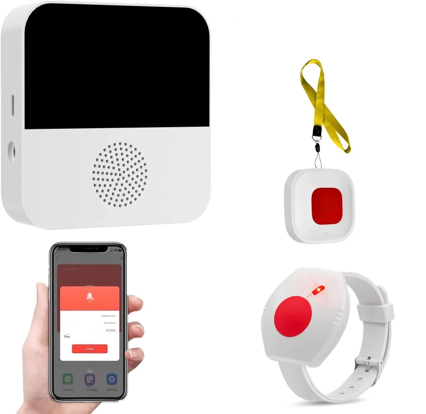 Téléavertisseur sans fil WiFi pour soignants âgés, bouton d'appel SOS, système d'alerte médicale SOS d'urgence pour personnes âgées, Patients