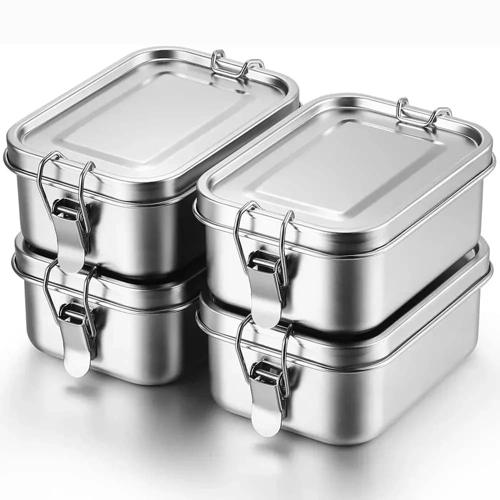 Boîte à Bento en acier inoxydable, boîte à déjeuner en métal, conteneurs de stockage des aliments avec Clips verrouillables, boîtes à
