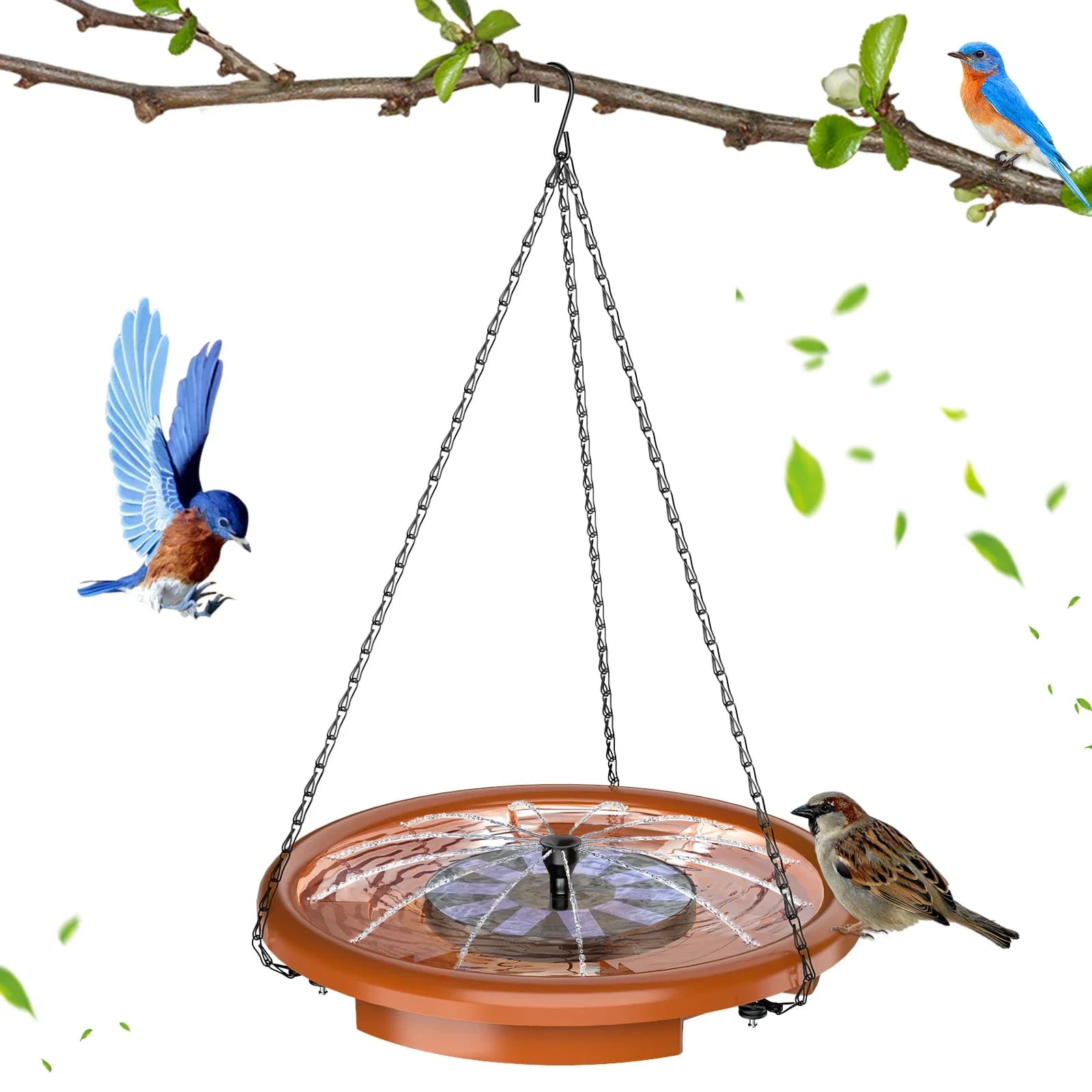 Mangeoire à oiseaux extérieure avec crochet, bain d'oiseaux avec fontaine, mangeoire à oiseaux, jardin et cour, 12 po