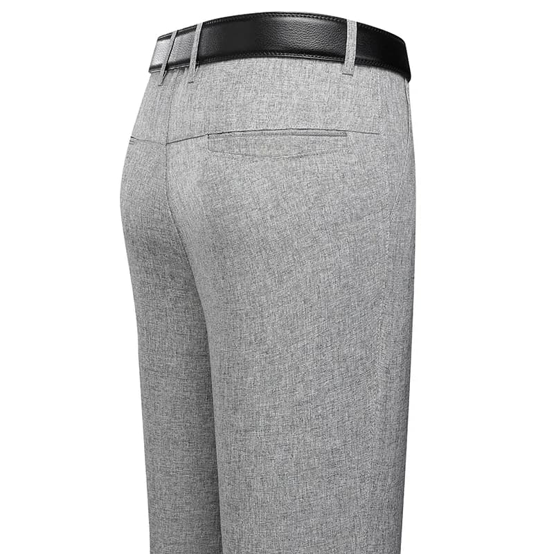 FJBusiness-Pantalon décontracté pour homme, robe droite élastique, noir et gris, pantalon formel, été et automne
