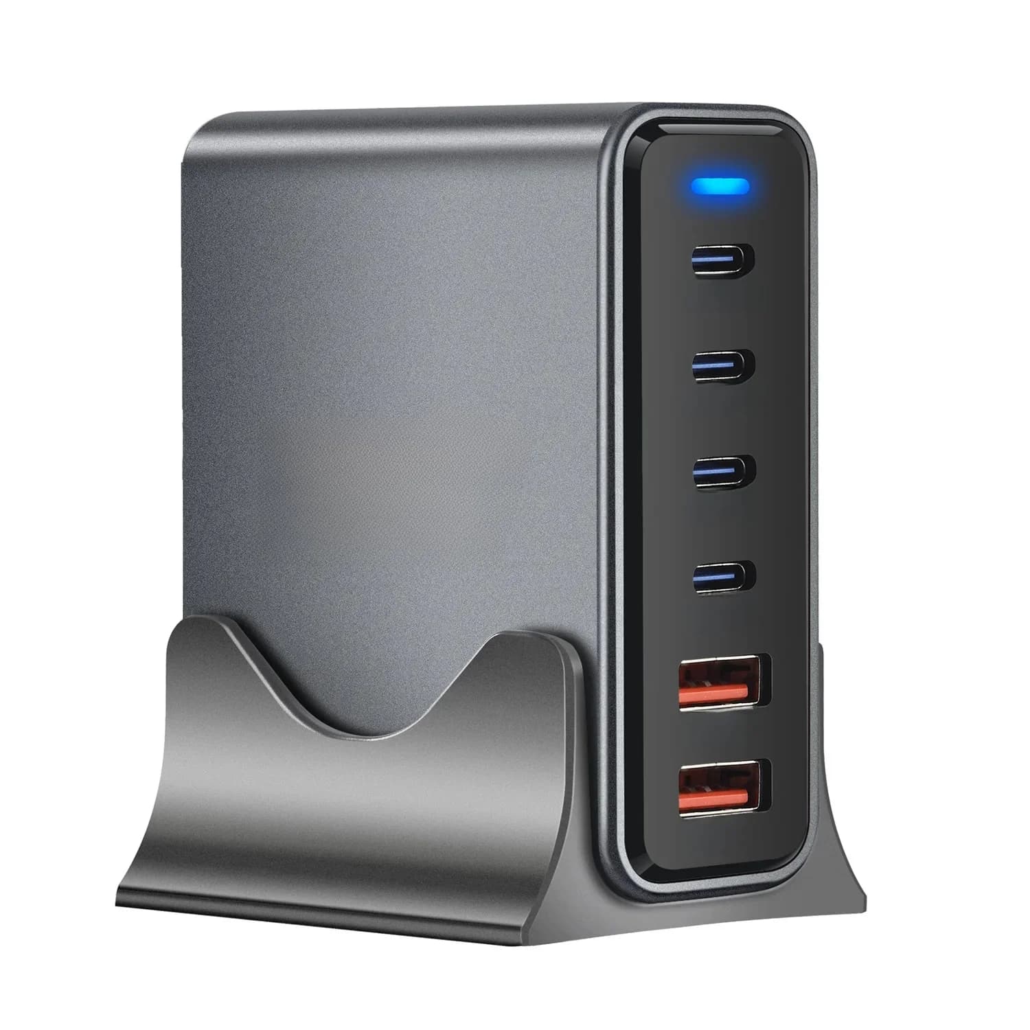 Chargeur de bureau GaN 470 W 6 ports - Charge rapide 4C2A USB-C PD pour téléphones, tablettes et ordinateurs portables