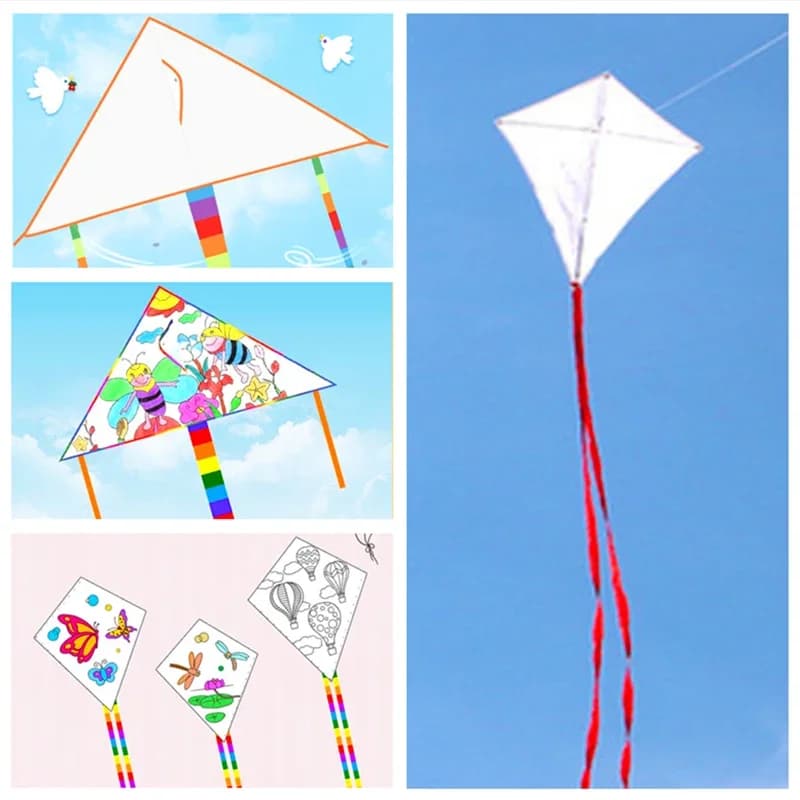 Cerf-volant vierge pour enfants, ligne de poignée de peinture, jouets de plein air, volants, albatros, delta, bricolage, 10 pièces, lot, livraison