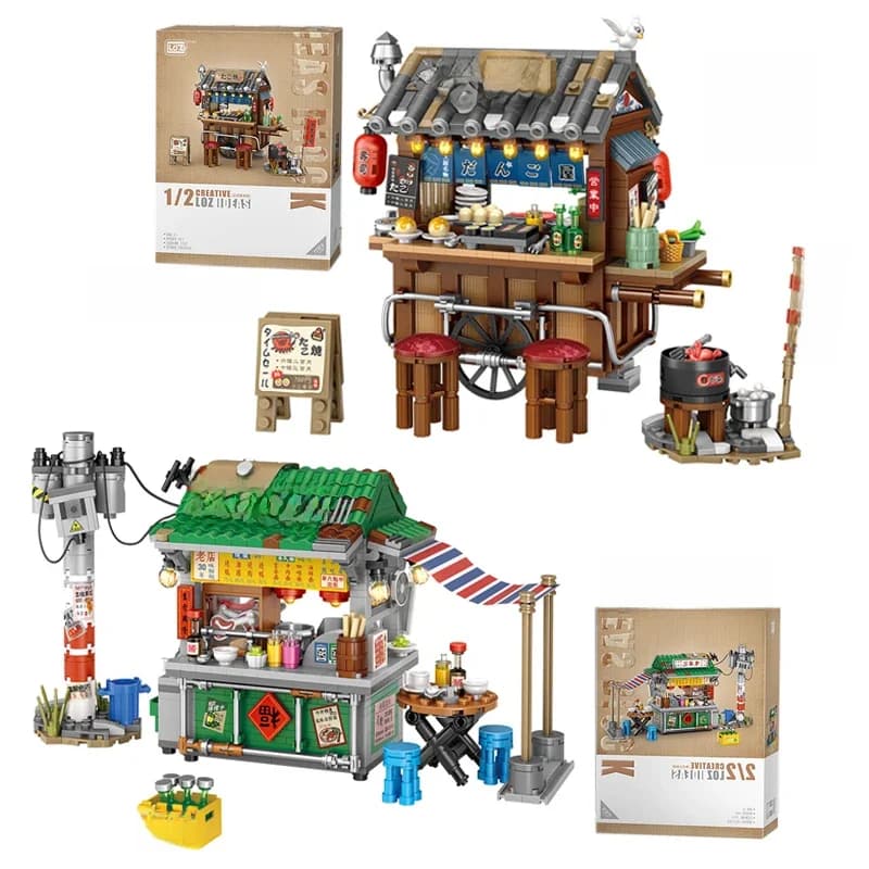 LOZ-Mini blocs de construction japonais Tokyo oyaki Street View, style chinois, stand de nourriture, Hong Kong, cadeau pour enfants