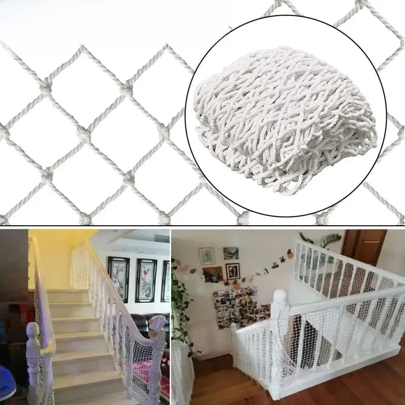 Filet de sécurité contre les chutes, clôture de pont sûre, protection en nylon blanc, balcon, fenêtre, escaliers, bébé, chat, chien