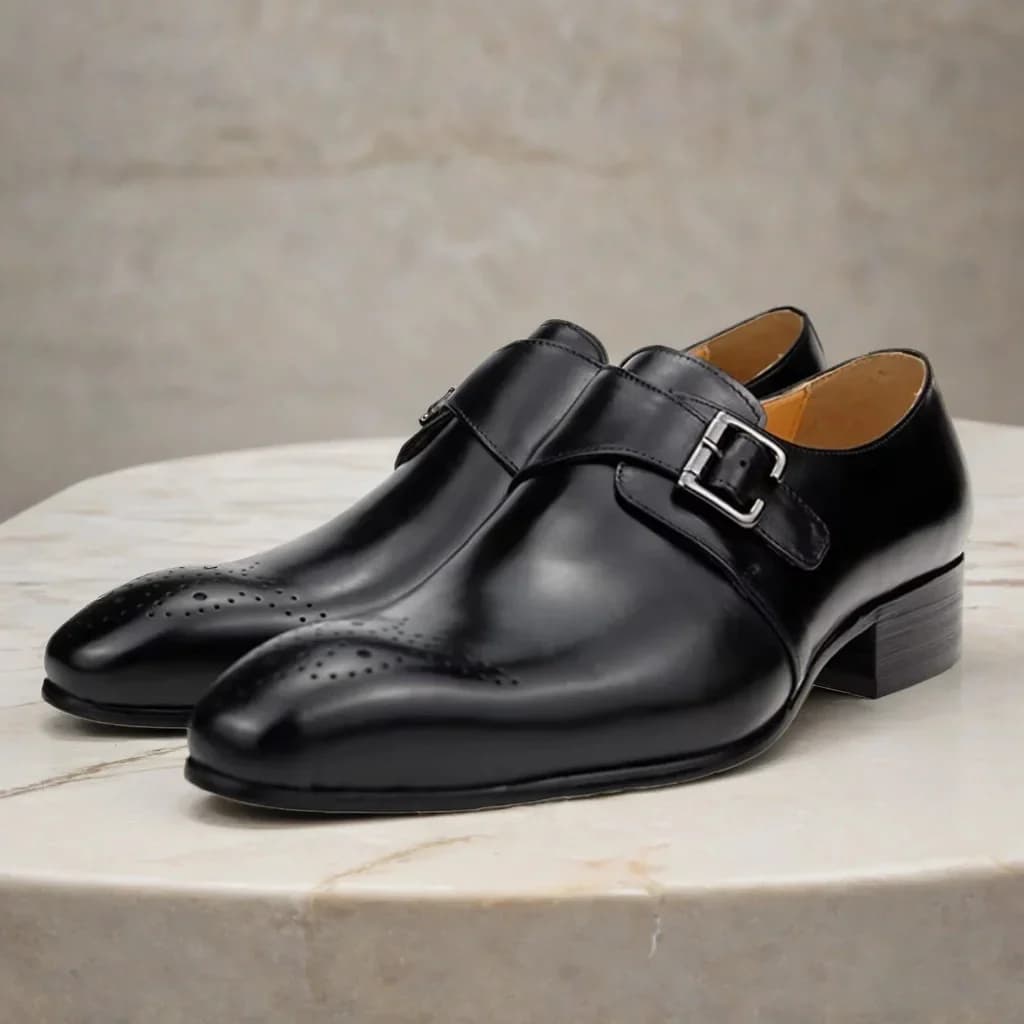 Chaussures habillées brogues à boucle latérale pour hommes |   Chaussures habillées pour hommes |   Chaussures habillées pour homme |  