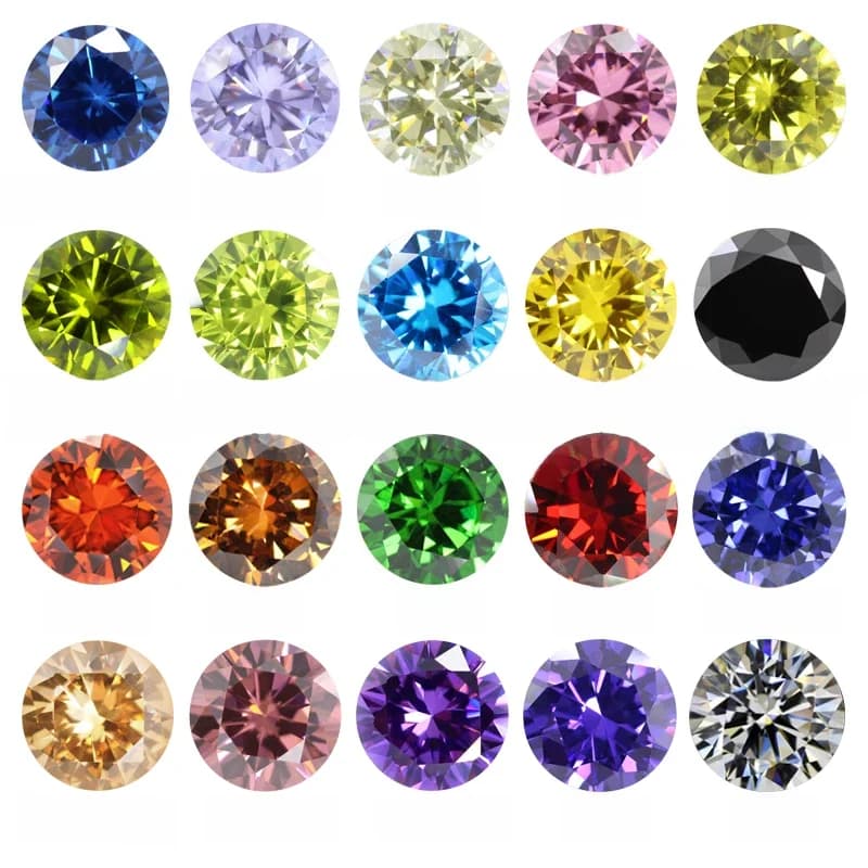 5A pierre de zircone cubique multicolore de forme ronde, taille brillante, pierres CZ en vrac, pierres précieuses synthétiques, perles pour bijoux